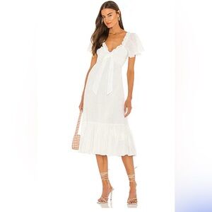 Cleobella Ashlyn White Puff Sleeve Organic Sundress with Sweetheart Neckline